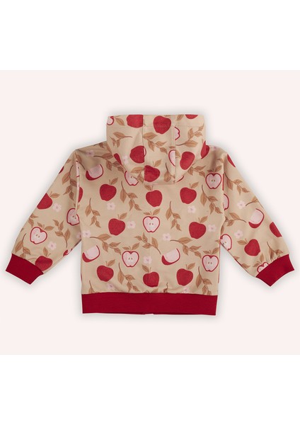 Kız Bebek Elma Desenli Fermuarlı Bej Sweatshirt fiyatları