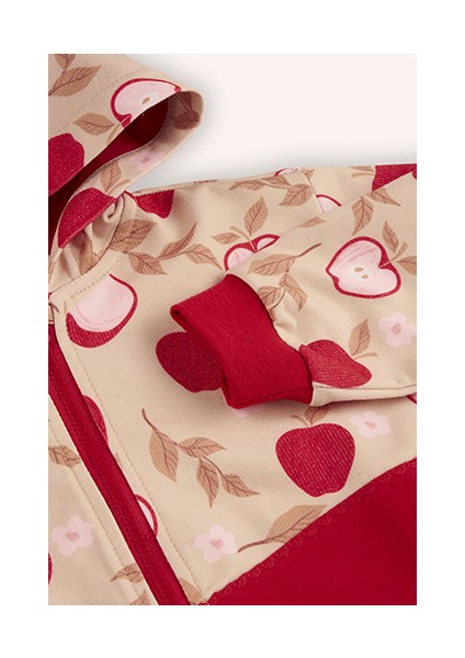 Kız Bebek Elma Desenli Fermuarlı Bej Sweatshirt modelleri