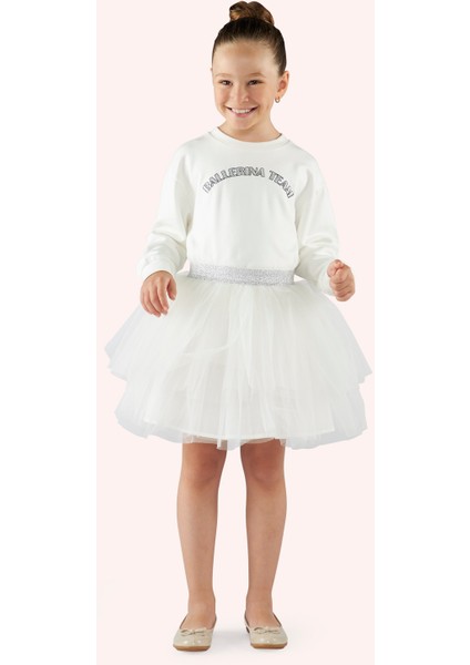 Kız Çocuk Nakış Detaylı Ekru Sweatshirt fırsatları