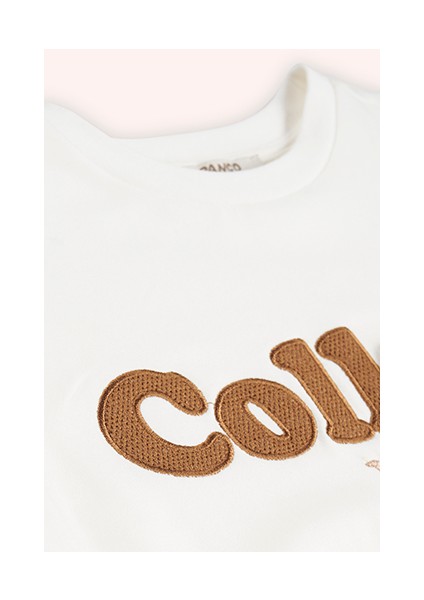 Kız Çocuk Nakış Detaylı Ekru Sweatshirt modelleri