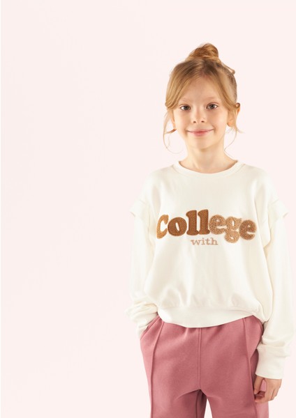 Kız Çocuk Nakış Detaylı Ekru Sweatshirt indirimleri