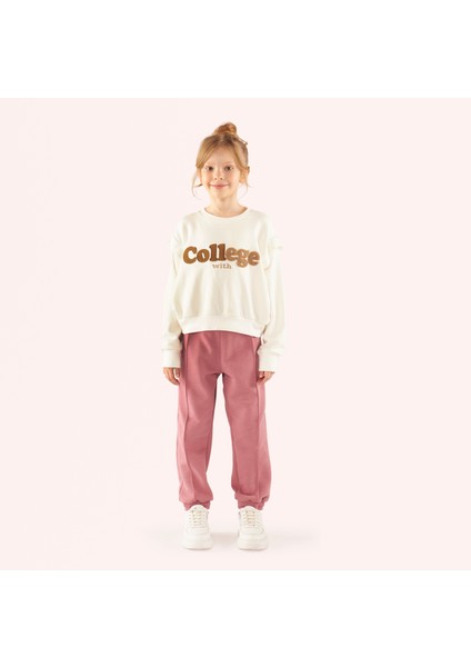 Kız Çocuk Nakış Detaylı Ekru Sweatshirt fırsatları