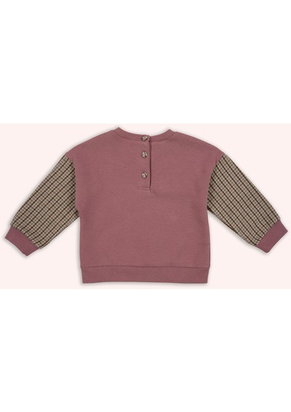 Kız Bebek Baskı Detaylı Pembe Gül Kurusu Sweatshirt