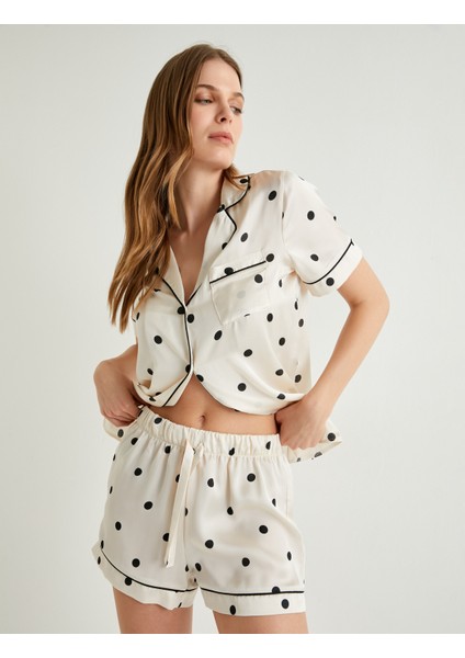 Puantiyeli Saten Pijama Altı Şort Beli Lastikli fiyatları