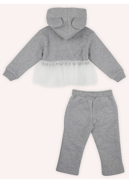 Kız Bebek Eşofman Takımı Uzun Paça Kapüşonlu Gri-Melanj 2'li Set fiyatları