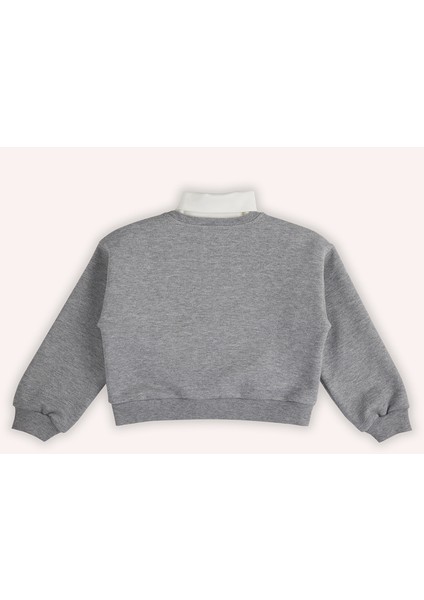 Kız Çocuk Baskı Detaylı Gri-Melanj Sweatshirt fiyatları