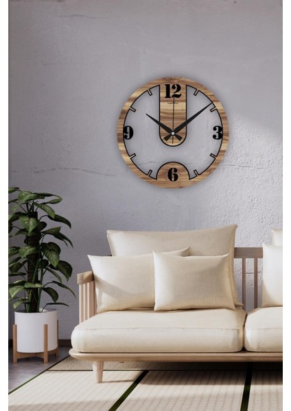 40 cm ahşap duvar saati, sessiz mekanizma, modern tasarım, şık salon dekoru
