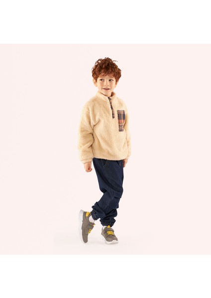 Erkek Çocuk Peluş Bej Sweatshirt