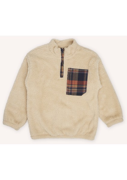 Erkek Çocuk Peluş Bej Sweatshirt