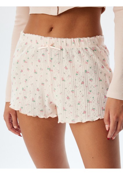 Çiçekli Şort Pijama Altı Mini Boy Dokulu indirimleri