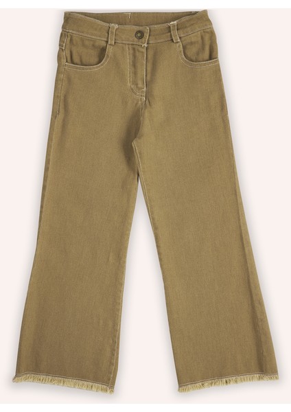 Kız Çocuk Cepli Kot Camel Pantolon