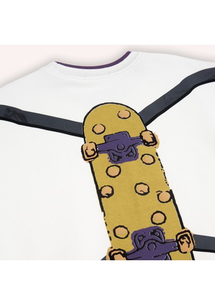 Erkek Çocuk Baskılı Ekru Sweatshirt