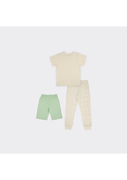 Erkek Çocuk Karanlıkta Parlayan Baskılı 3'lü Set Bej Pijama Takımı fiyatları