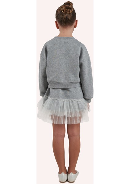 Kız Çocuk Iç Elbiseli Gri-Melanj Örme Elbise modelleri