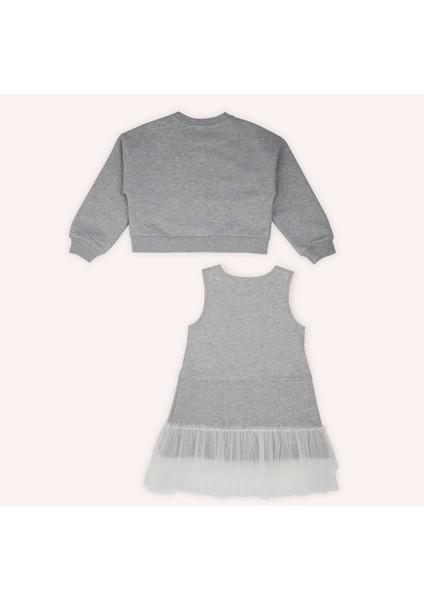 Kız Çocuk Iç Elbiseli Gri-Melanj Örme Elbise fırsatları