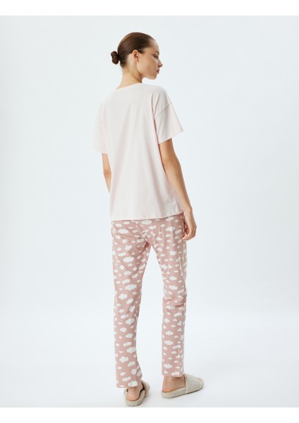 Örgü Pijama Takımı Bulut Baskılı Pamuklu Rahat Kalıp fırsatları