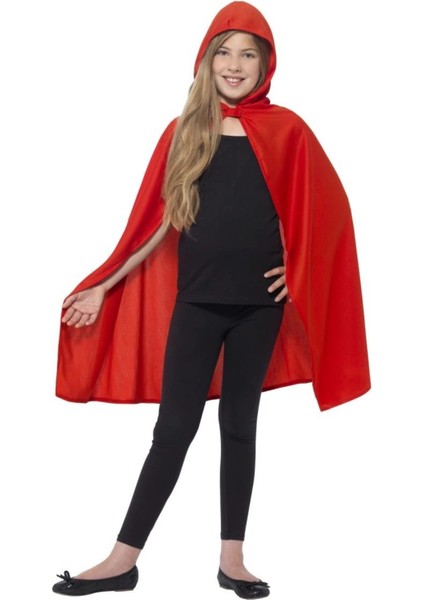Parti Cadılar Bayramı Halloween Kapişonlu Kırmızı Pelerin 90 cm