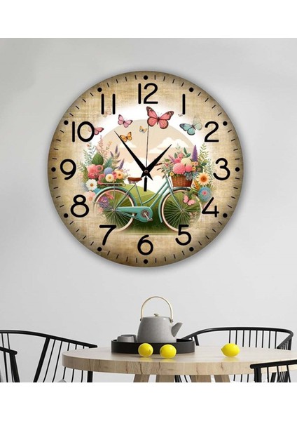 Renkli Retro Duvar Saati 35x35 CM, Şık ve Modern Tasarım