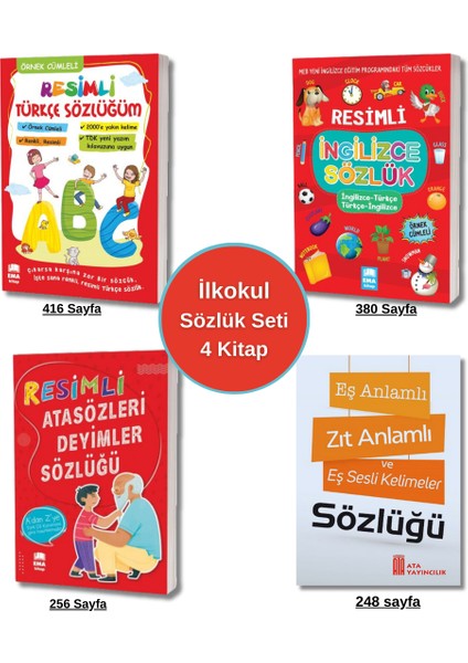 Resimli Türkçe Ingilizce ve Atasözleri Deyimler Sözlükleri -4 Kitap Tdk Uyumlu