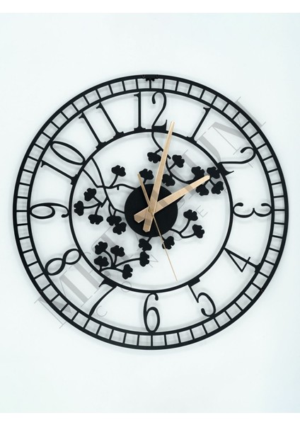 Modern siyah metal duvar saati, roma rakamları ve pusula teması, 45x45 cm fiyatları