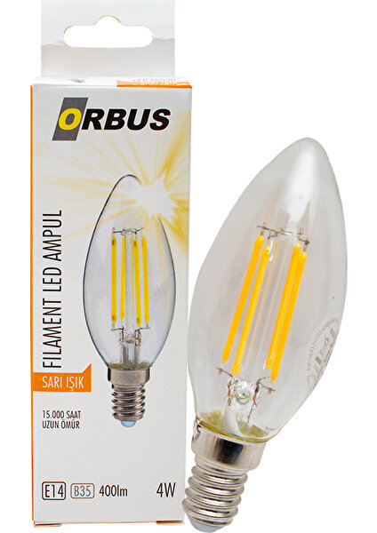 Orbus Orb-Bc3 Fılament Bulb B35 4 Watt E14 400 Lmn Sarı LED Ampül (4434)