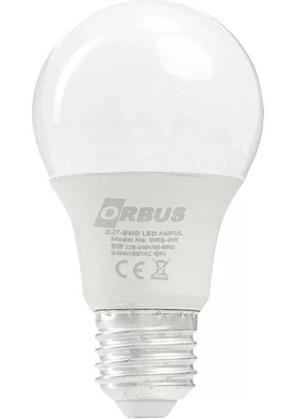 Orbus ORB-9W E27 9 Watt 800 Lümen Beyaz LED Ampül (4434)