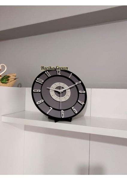 25 cm aynalı şık duvar ve masa saati, füme gümüş renk seçeneğiyle tarzınıza uyum sağlar fırsatları