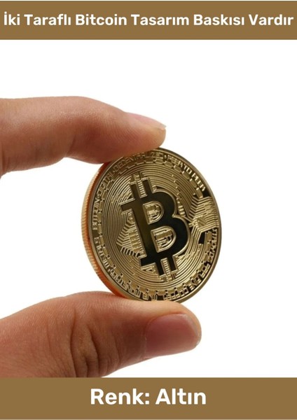 Özel Kutulu Hediyelik Kripto Hatıra Koleksiyon Bitcoin Madeni Para Altın Rengi 5'li Set