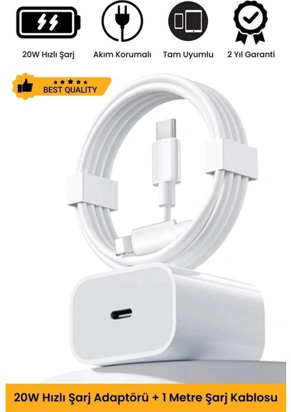 iPhone Tüm Serilere Uyumlu 20W Hızlı Şarj Seti Adaptör Type C Kablosu 7 8 x 11 12 13 14 15 Plus Pro