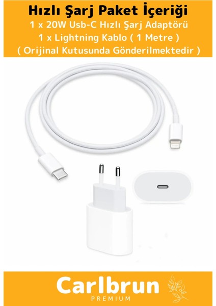 iPhone Tüm Serilere Uyumlu 20W Hızlı Şarj Seti Adaptör Type C Kablosu 7 8 x 11 12 13 14 15 Plus Pro