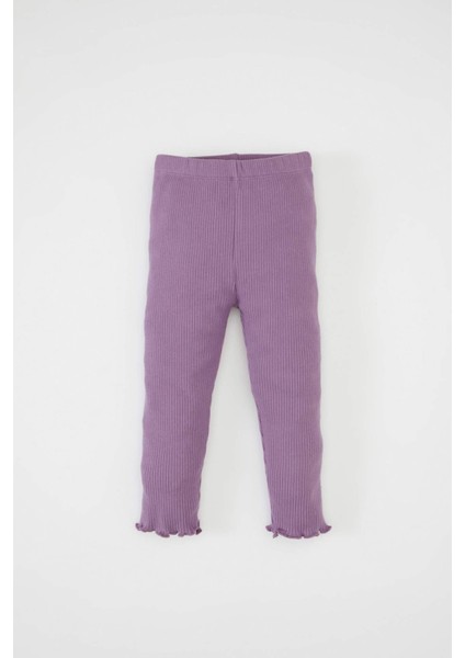 Kız Bebek 2'li Takım Çizgili Bisiklet Yaka Sweatshirt Beli Lastikli Tayt D1674A524AU