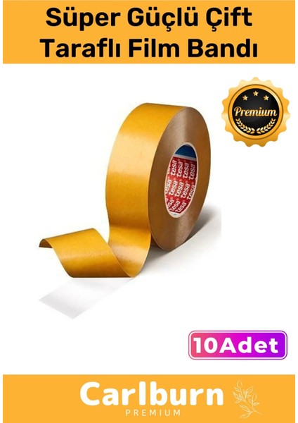 Premium Seri Süper Güçlü Genel Amaçlı Şeffaf Pp Özellikli Çift Taraflı Film Transfer Bant - 10 Adet
