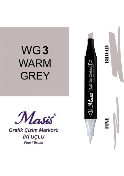 Twin Çift Uçlu Marker Kalemi Wg3 Warm Grey