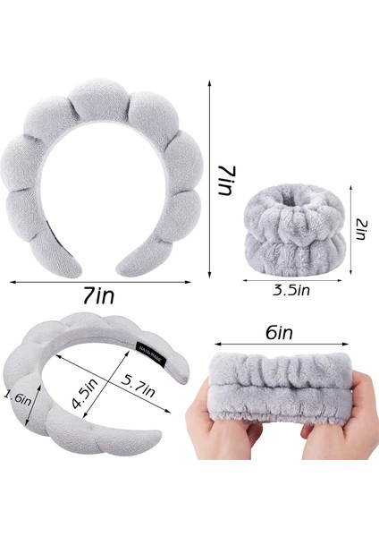 Yüz Yıkama Bandı Bileklik Üç Parçalı Kadınlar Için Saç Bantları Seti Kabarık Kalınlaşmış Şapkalar Kaymaz Kalın Saç Aksesuarları (Yurt Dışından)