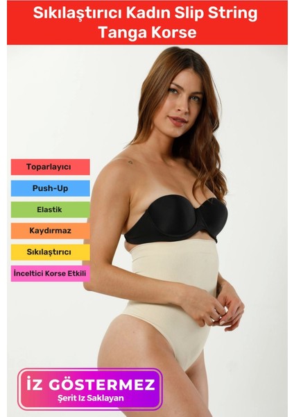 Yüksek Bel Karın Toparlayıcı Kaymaz Iz Göstermeyen Sıkılaştırıcı Kadın Slip String Tanga Korse