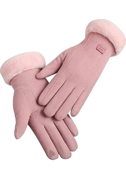 Eldiven Kadın Kadife Sıcak Eldiven Artı Kadife Kalınlaştırılmış Dokunmatik Ekran Eldiveni (Yurt Dışından)