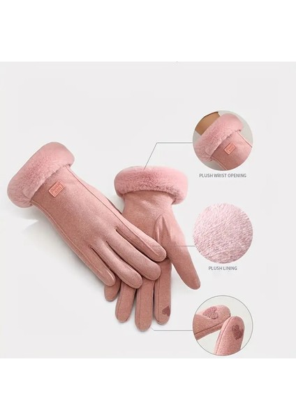 Eldiven Kadın Kadife Sıcak Eldiven Artı Kadife Kalınlaştırılmış Dokunmatik Ekran Eldiveni (Yurt Dışından) modelleri