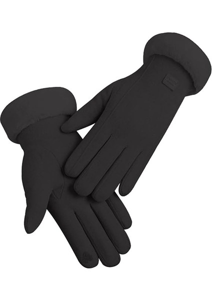 Eldiven Kadın Kadife Sıcak Eldiven Artı Kadife Kalınlaştırılmış Dokunmatik Ekran Eldiveni (Yurt Dışından)