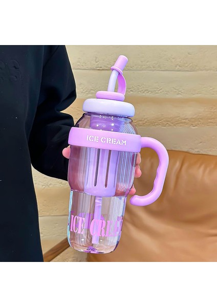 Su Şişesi 44OZ/1300ML Saplı ve Pipetli Spor Dış Mekan Su Şişesi, Su Içecekleri, Spor, Seyahat, Araba ve Okul Için Uygundur (Yurt Dışından)
