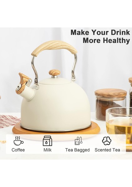 2.5l Düdük Çaydanlık, Kaymaz Saplı Ocak Için Retro Çaydanlık, Kamp Ev Mutfak Için Uygun (Yurt Dışından) fırsatları