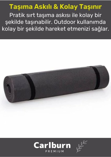 Premium Su Geçirmez Konforlu Taşıma Askılı Çift Taraflı Zemin Çadır Uyku Kamp Matı Yer Minderi 10MM