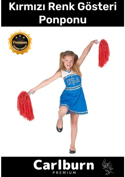 Premium Seri Tutma Yerli Rahat Sağ ve Sol El 2 Adet 25 cm Amigo Gösteri Ponponu Çift - Kırmızı