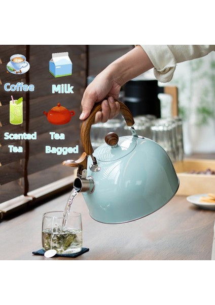 Düdük Çalan Ocak Üstü Çay Isıtıcıları, 3l Gürültülü Düdük Çalan Çay Isıtıcıları Su Kazanı, Kaynayan Su, Kahve Veya Süt Için Paslanmaz Çelik Düdük Çalan Çaydanlık (Yurt Dışından)