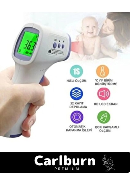 Premium Seri Kızılötesi Pilli Temassız Alın Boyun Bilek Hassas Ateş Ölçer Dijital Termometre