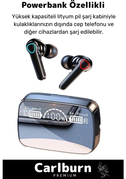 Dijital Göstergeli Powerbanklı M19 Gaming Hd Hi-Fi Ses Dokunmatik 5.3 Mikrofonlu Kablosuz Kulaklık