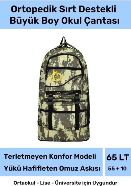 Büyük Boy Ortopedik & Terletmeyen Konfor Modeli Çok Gözlü Bölmeli Lise Ortaokul Okul Sırt Çantası