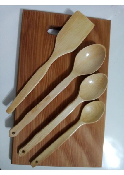 Ahşap Tahta Kaşık Seti 4 Lü 4 Kahverengi