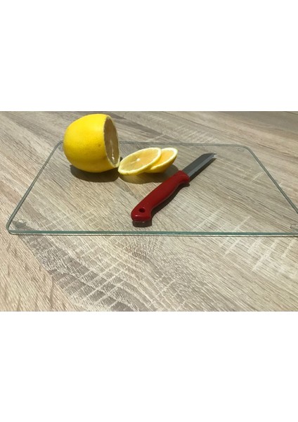 1 Parça Saydam | Cam Kesme Tahtası - Cam Sunumluk ve Servis Tahtası | 20 x 30 cm Cam Gri