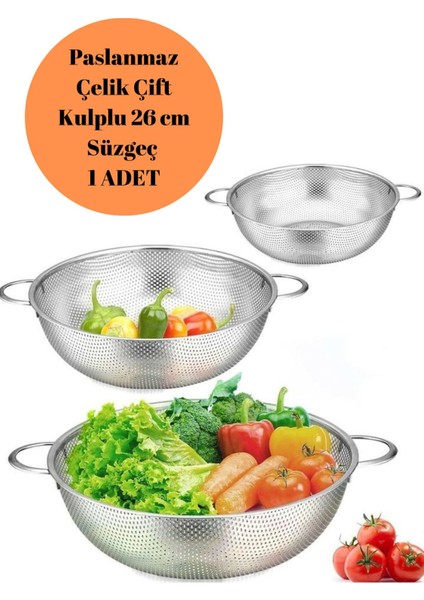 1 Parça 1 Adet 26 cm Paslanmaz Çelik Süzgeç Sepeti, Mutfak Makarna Pirinç Meyve Yiyecek Suzgeci Leğ
