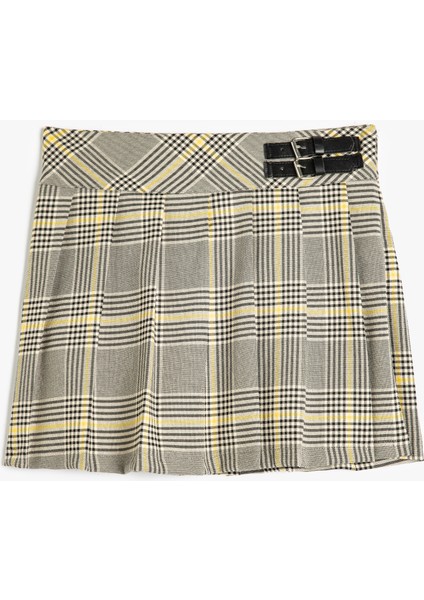 Pileli Etek Kemer Detaylı Viskon Karışımlı